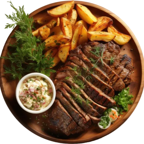 Grill steak meal fries